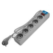 Удлинитель с сетевым фильтром 5х3м с заземл 10А IP20 2.2кВт ПВС 3х1 с выкл. сер. DOMTOK 2533