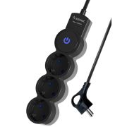 Удлинитель 3х5м с заземл. 10А IP20 2200Вт 220В защ. шторки ПВС 3х1 с выкл. черн. КОСМОС YKsm5m-3g-Z-V10A-B